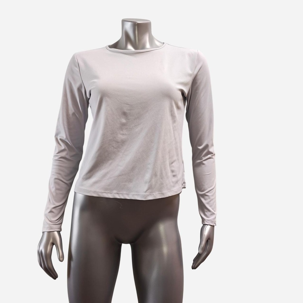 Arizona Jean Co Women XL Light Gray Long Sleeve Crewneck Stretch Shirt Tee Top